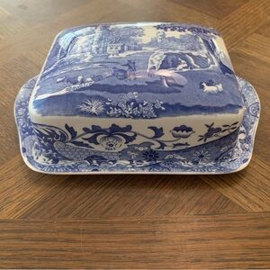 Spode Blue Italian Butter Dish. Vintage Blue & White
